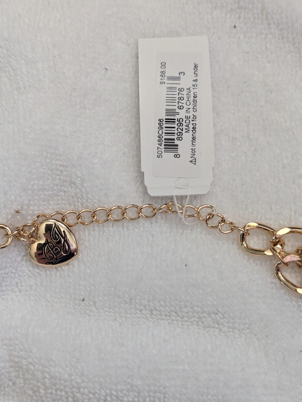 BNWT Betsey Johnson Candy Hearts Multicolor Conversation Necklace w/ Gold Chain - Picture 2 of 4